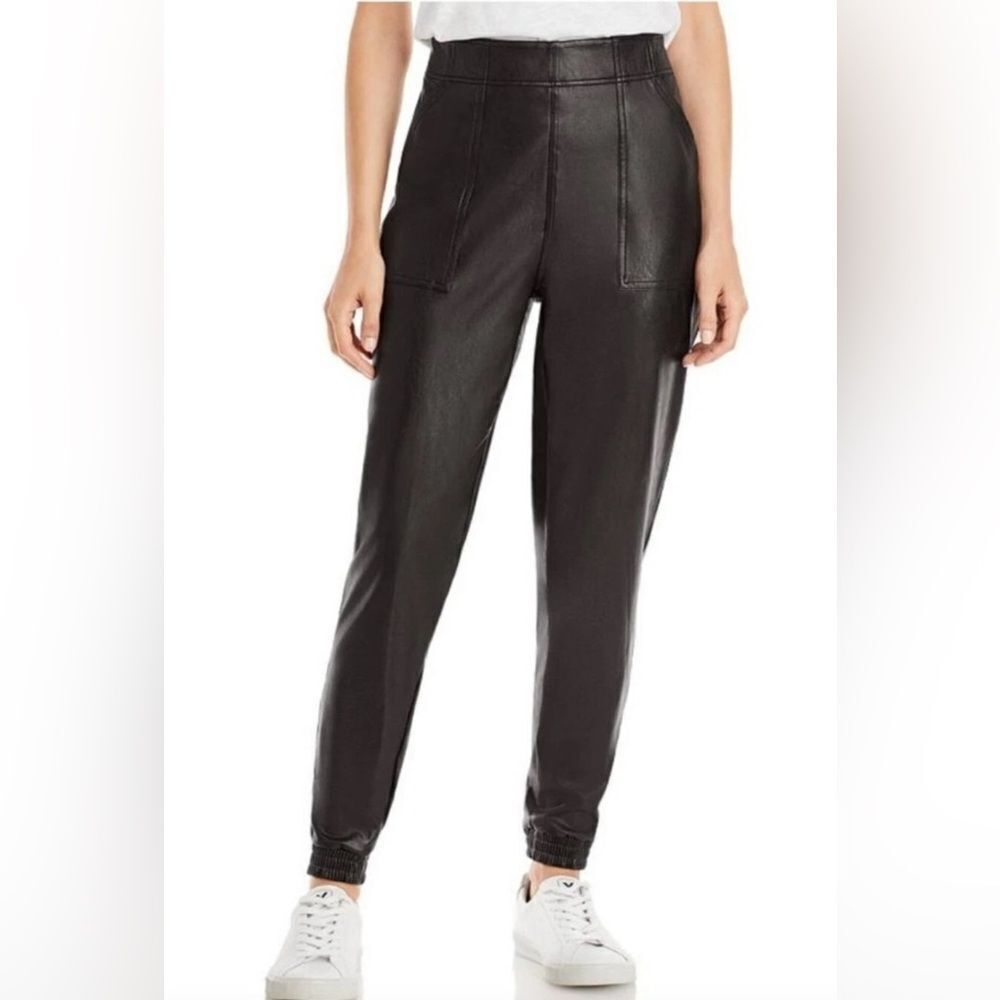 NEW Spanx Women's Faux Leather Like Jogger Black High Rise Size M